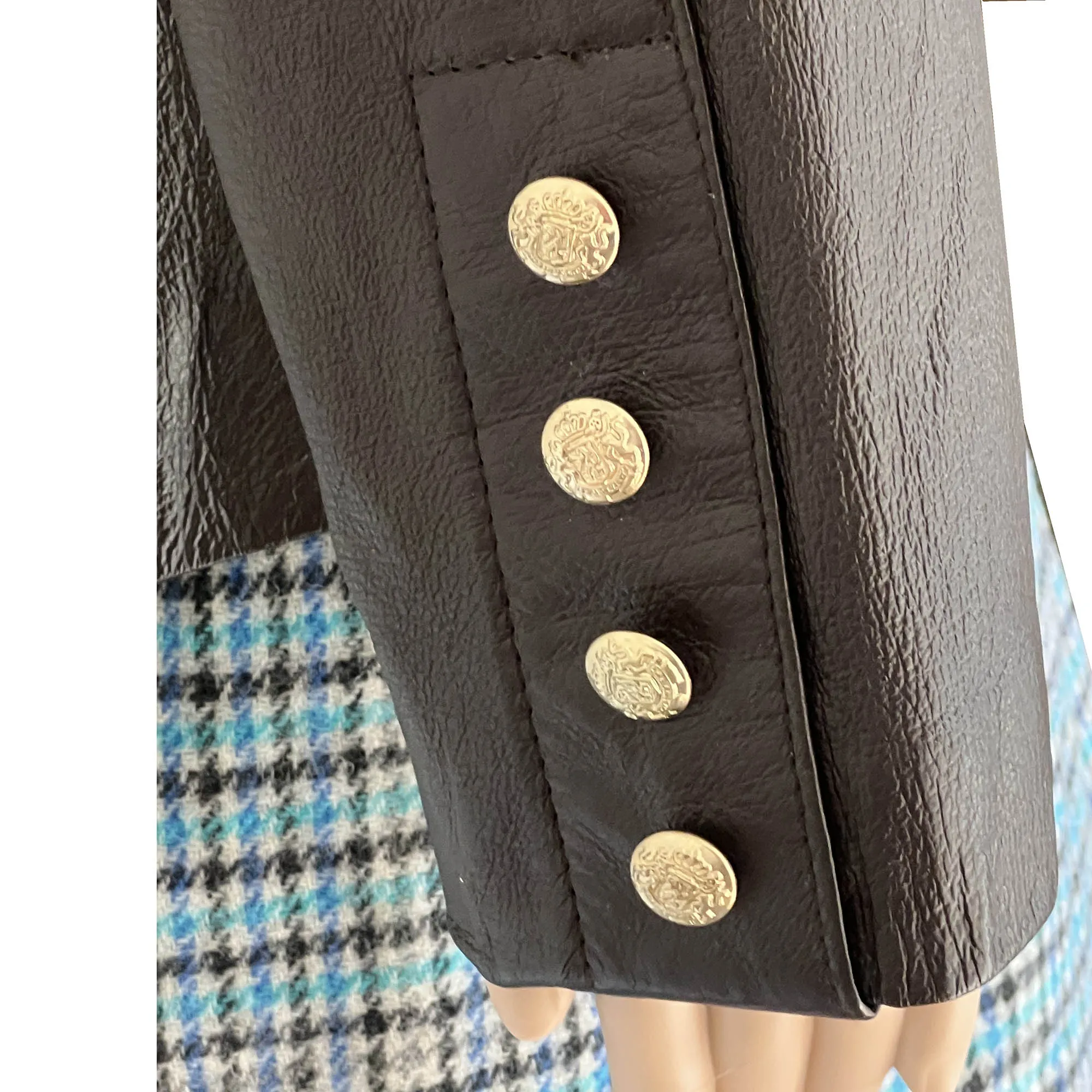 Women's Spiegel Brown Leather Button Front Suit Jacket Blazer, Size 6