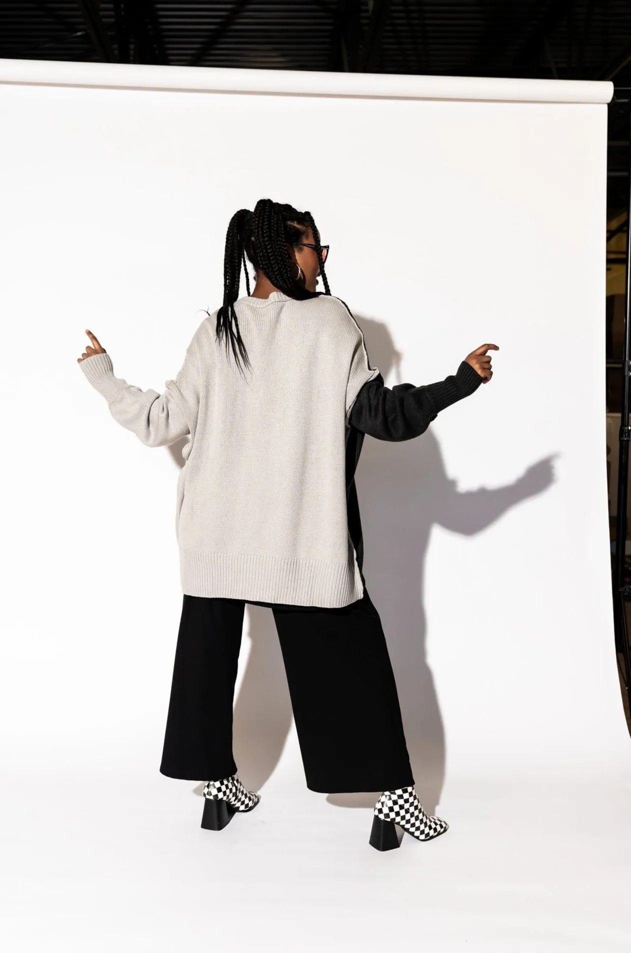Yin Yang Gang Oversized Knit in Shades of Grey